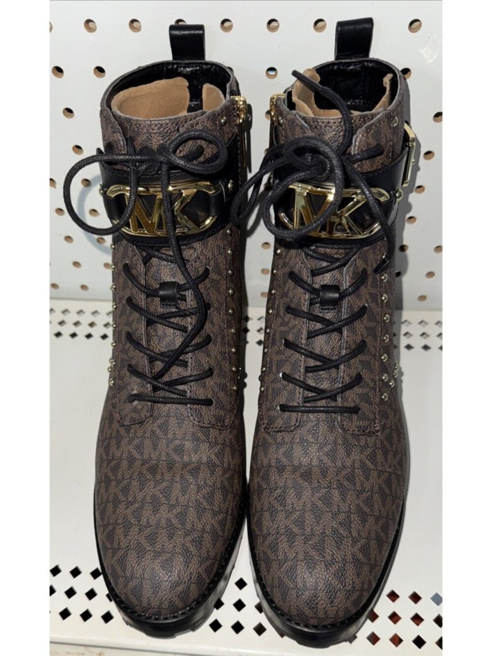 Michael Kors Kincaid Womens Leather Lace Up Fashion Boots Booties Size 9 Brown - Picture 4 of 9